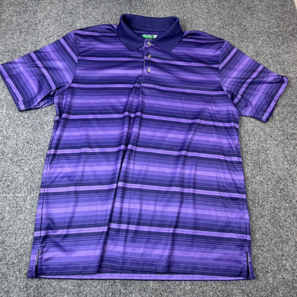 Ben Hogan Performance Mens Purple Striped Golf‎ Polo Shirt Short Sleeve Size L